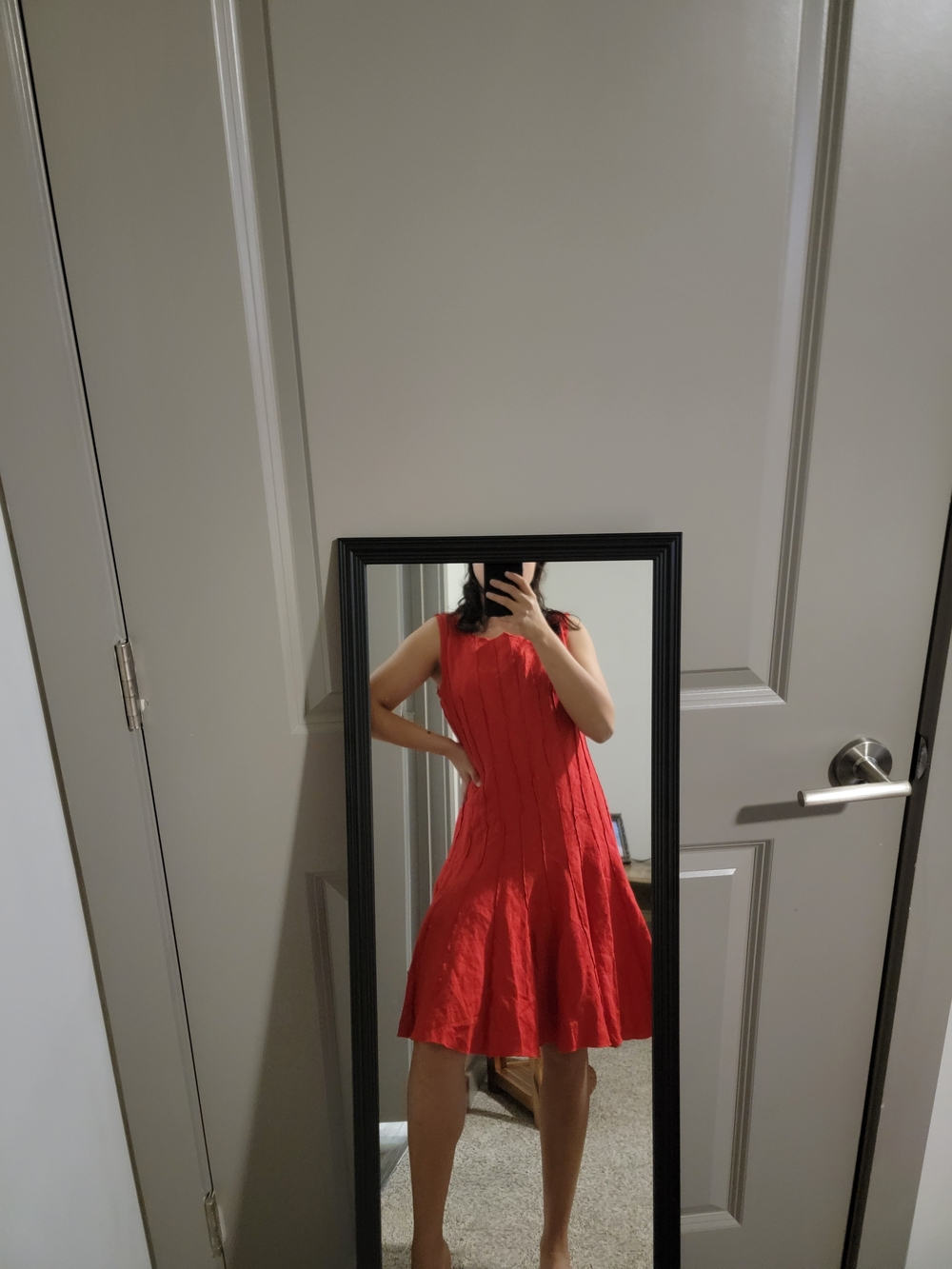 Calvin Klein Vibrant Red Sleeveless Flared Dress